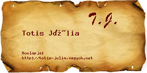 Totis Júlia névjegykártya